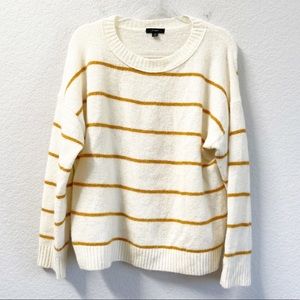 J. Crew Alpaca Crewneck Sweater Striped Cream Size Medium